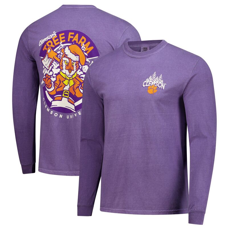 イメージワン メンズ トップス Tシャツ 長袖 Image One Men\'s Purple Clemson Tigers Tree Farm Comfort Colors Long-Sleeve T-Shirt Clm Purple パープル｜ReVida 店