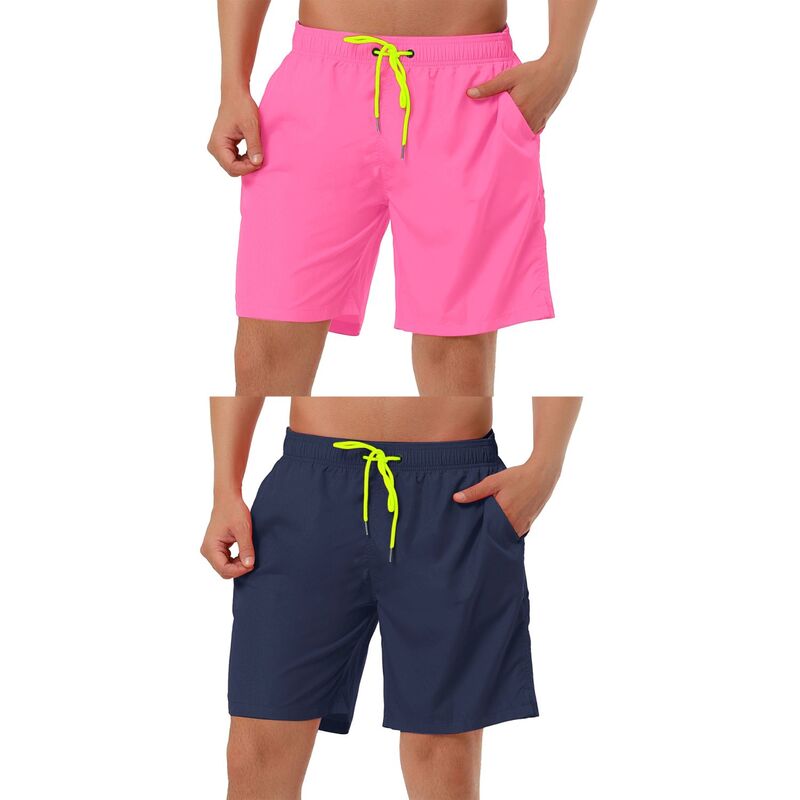 インスパイア シック メンズ 水着 ハーフパンツ・ショーツ メッシュ ショートパンツ INSPIRE CHIC 2 Packs Men'solid Beach Shorts Drawstring Surfing Mesh Lining Board Shorts Navy Pink ネイビー｜ReVida 店 13,125円