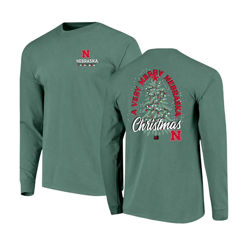 イメージワン メンズ トップス Tシャツ Image One Men\'s Greenebraska Huskers Comfort Colors Merry Christmas Tree Long Sleeve T-Shirt Neb Green グリーン｜ReVida 店