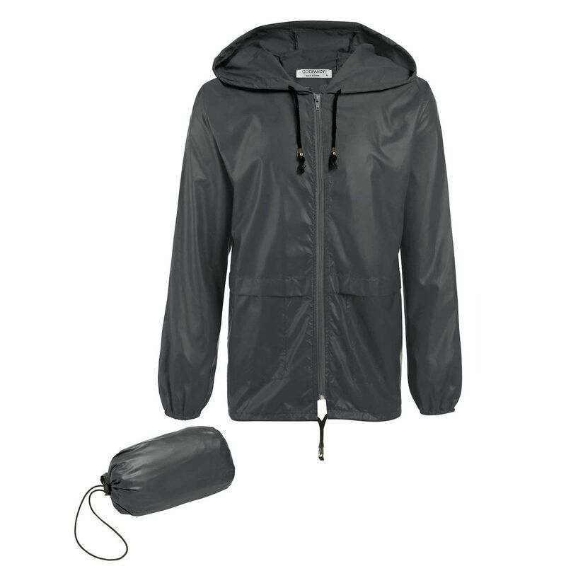 クーファンディ メンズ アウター ジャケット・ブルゾン コート COOFANDY Mens & Womens Raincoat Waterproof Adult Rain Jacket Reusable Rain Poncho withoodark Grey グレー｜ReVida 店