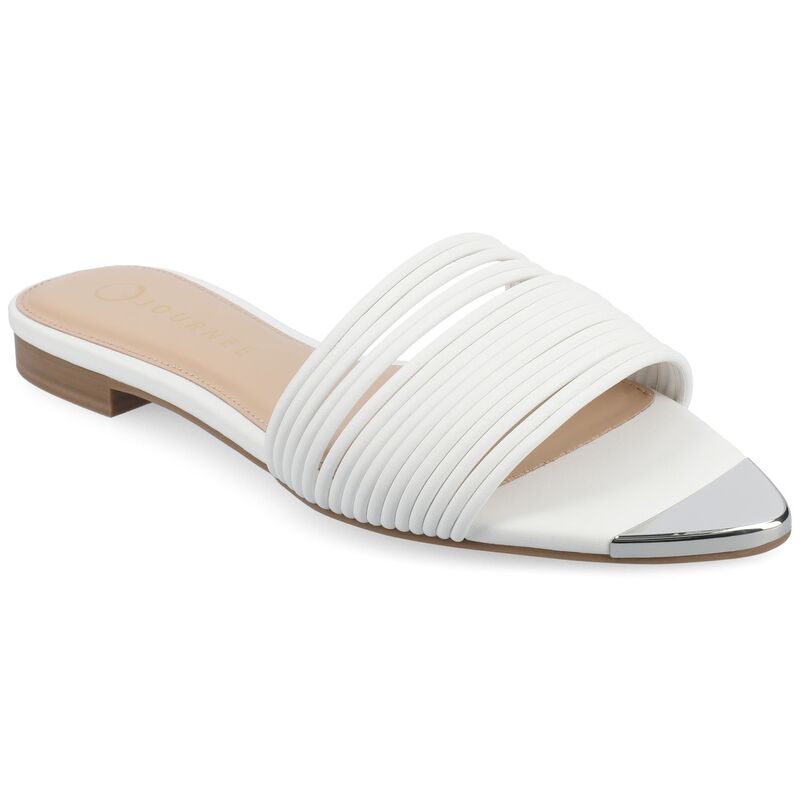 ジャーニー レディース シューズ サンダル Journee Women's Almond Toe Strappy Metal Toe Sandals White ホワイト|ReVida 店
