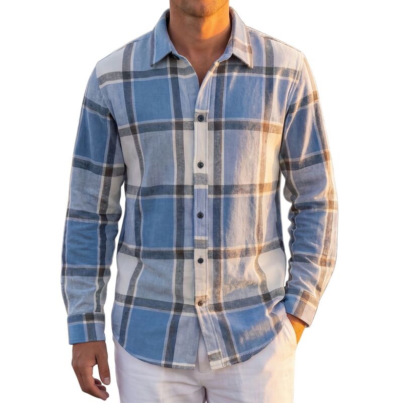 インスパイア シック メンズ トップス Tシャツ レギュラーフィット ボタンダウン INSPIRE CHIC Men\'s Casual Regular Fit Long Sleeve Button Down Plaid Shirt Blue ブルー｜ReVida 店