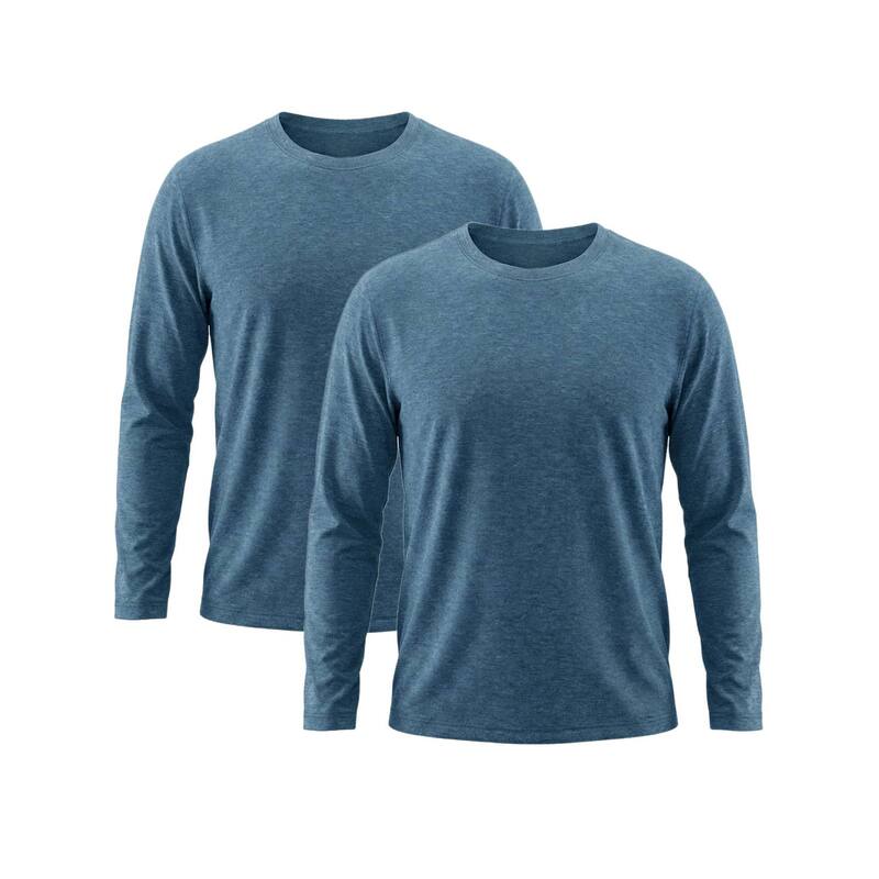 インスパイア シック メンズ トップス Tシャツ スリムフィット クルーネック INSPIRE CHIC 2 Packs Men's Casual t Shirt Crew Neck Long Sleeve Slim Fit Soft Stretch Basic T Shirts Denim Blue デニム|ReVida 店