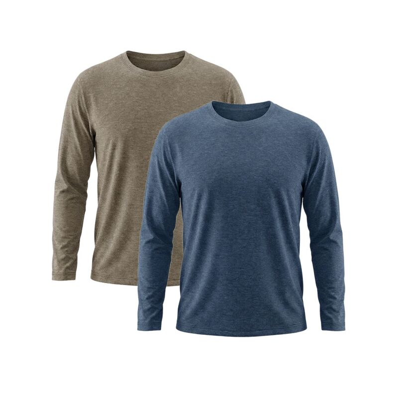 インスパイア シック メンズ トップス Tシャツ スリムフィット クルーネック INSPIRE CHIC 2 Packs Men's Casual t Shirt Crew Neck Long Sleeve Slim Fit Soft Stretch Basic T Shirts Khaki Blue ブルー|ReVida 店