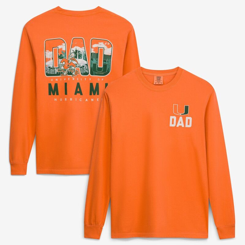 イメージワン メンズ トップス Tシャツ Image One Men\'s Orange Miami Hurricanes Father\'s Day Campus Drawing Long Sleeve T-Shirt Mia Orange オレンジ｜ReVida 店