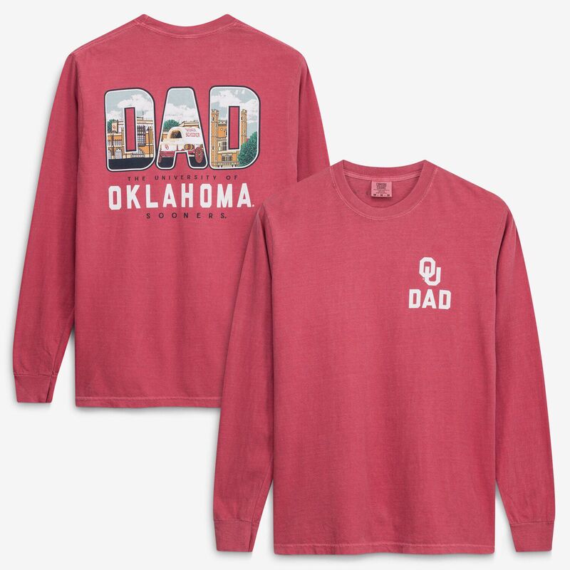 イメージワン メンズ トップス Tシャツ Image One Men\'s Crimson Oklahoma Sooners Father\'s Day Campus Drawing Long Sleeve T-Shirt Okl Red レッド｜ReVida 店