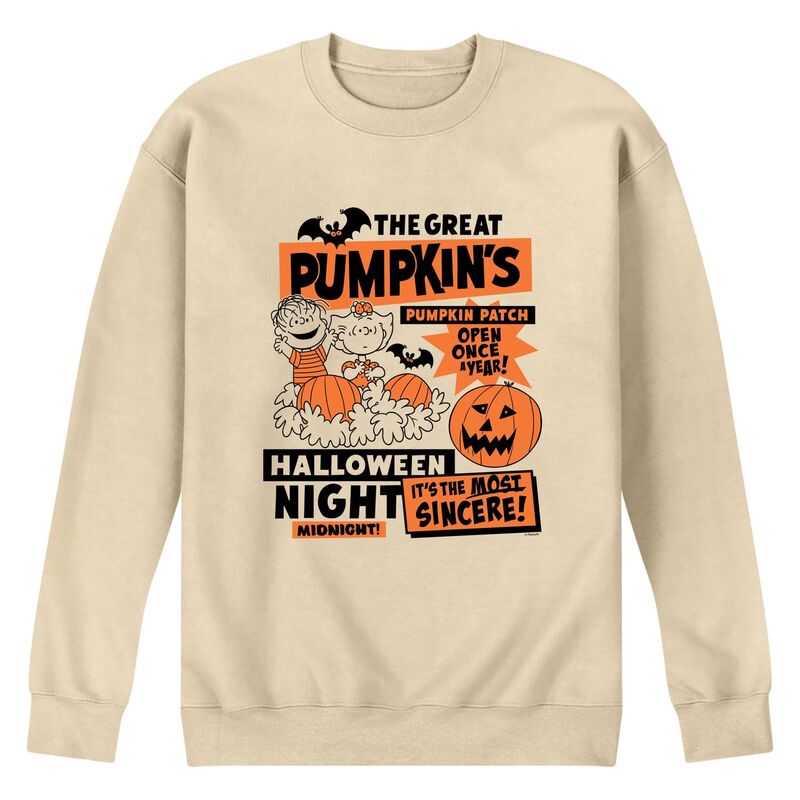 アニメキャラクター メンズ トップス Tシャツ スウェット フリース Licensed Character Men's Peanuts The Great Pumpkin's Pumpkin Patch Fleece Sweatshirt Cream クリーム｜ReVida 店 13,110円
