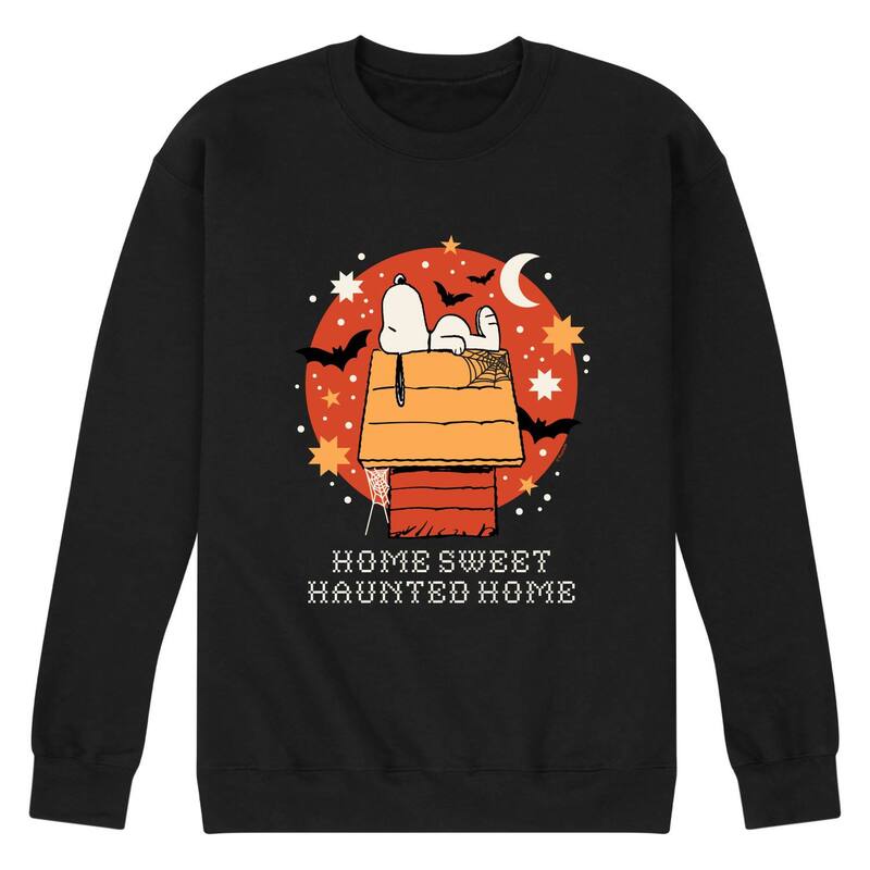アニメキャラクター メンズ トップス Tシャツ スウェット フリース Licensed Character Men's Peanuts Home Sweet Haunted Home Fleece Sweatshirt Black ブラック|ReVida 店