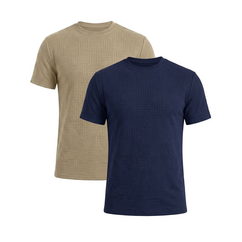 インスパイア シック メンズ トップス Tシャツ クルーネック INSPIRE CHIC 2 Packs Men's Textu red T-Shirtshort Sleeve Crew Neck Soft Casual Summer Tee Shirt Beige Navy Blue ネイビー|ReVida 店