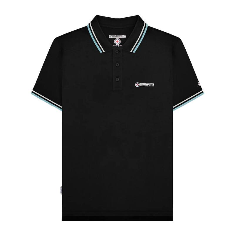 ランブレッタ メンズ トップス Tシャツ ポロシャツ Lambretta Mens Twin Tipolo Shirt Black Pebble ブラック|ReVida 店