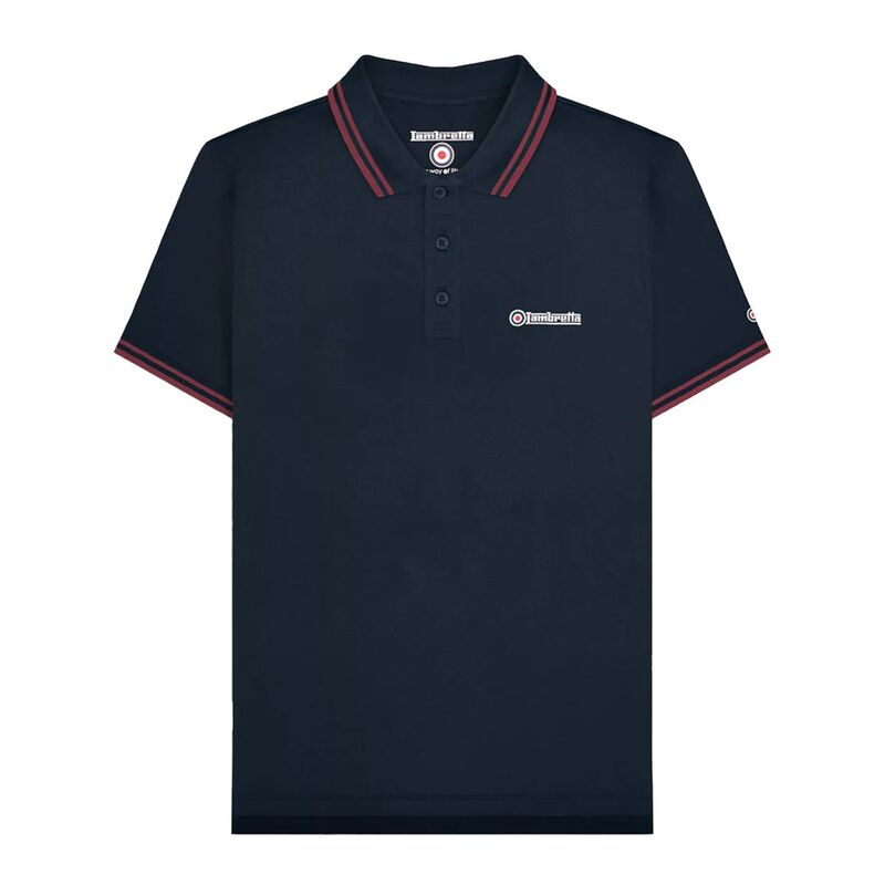 ランブレッタ メンズ トップス Tシャツ ポロシャツ トール Lambretta Mens Tipped Big & Tall Polo Shirt Dark Navy And Burgundy ネイビー|ReVida 店