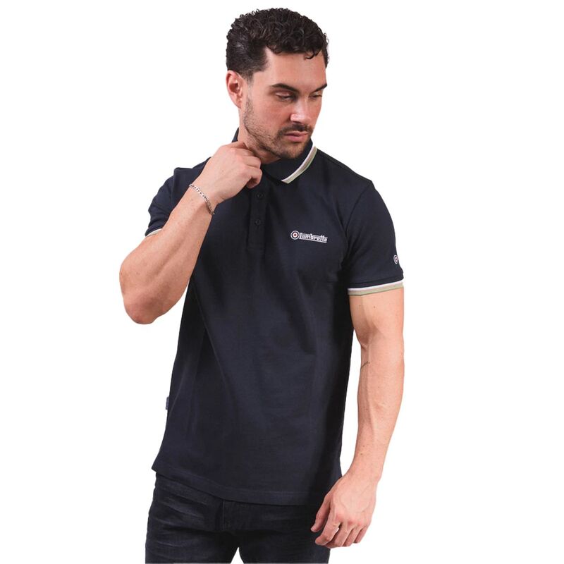 ランブレッタ メンズ トップス Tシャツ ポロシャツ Lambretta MensS25 Triple Tipped Polo Shirt Navy White ホワイト|ReVida 店