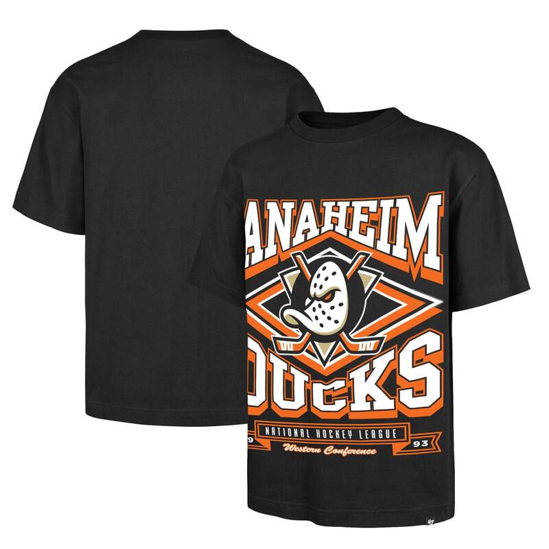フォーティセブンブランド メンズ トップス Tシャツ 47 Brand Men's '47 Black Anaheim Ducks Foundation Heater T-Shirt Dks Black ブラック｜ReVida 店