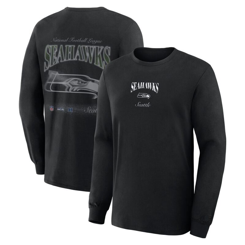 ファナティクス メンズ トップス Tシャツ Men's Fanatics Black Seattle Seahawks Long Sleeve T-Shirt Sea Black ブラック｜ReVida 店