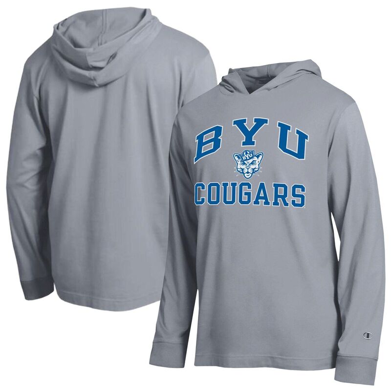 チャンピオン メンズ トップス Tシャツ パーカー Men's Champion Gray BYU Cougars High Motor All-Star Long Sleeve Hoodie T-Shirt Byu Grey グレー｜ReVida 店