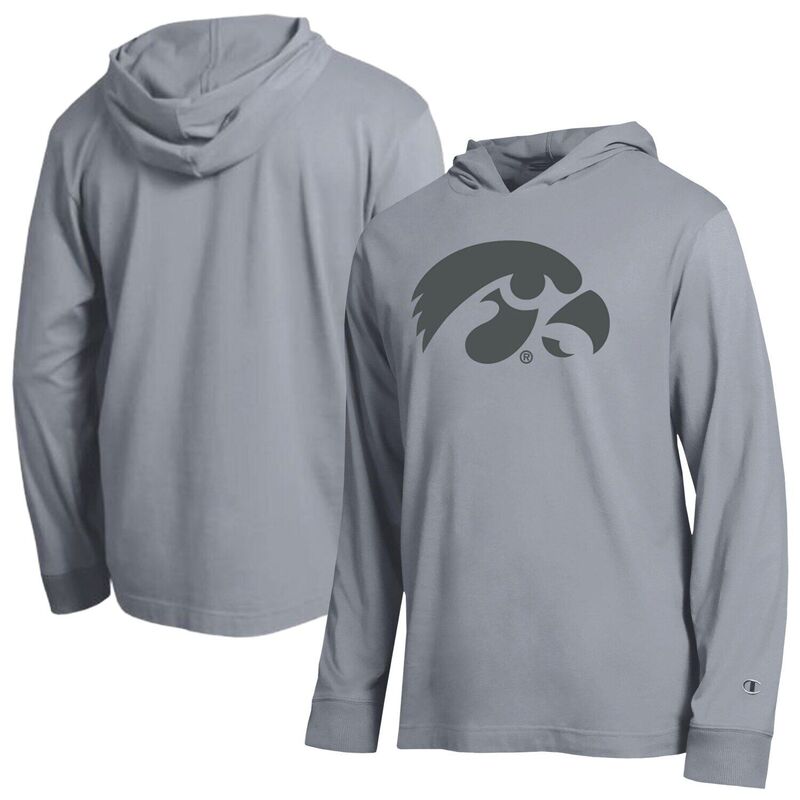 チャンピオン メンズ トップス Tシャツ Men's Champion Gray Iowa Hawkeyes Tonall Star Long Sleeve Hooded T-Shirt Iwa Grey グレー|ReVida 店