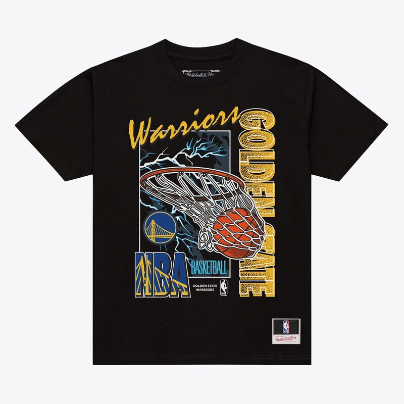 ミッチェル&ネス メンズ トップス Tシャツ Men's Mitchell & Ness Black Golden State Warriors Lightning Swish T-Shirt War Black ブラック|ReVida 店