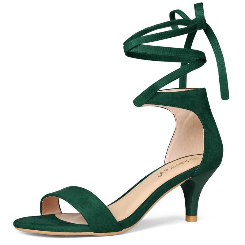 アレグラ ケー レディース シューズ パンプス サンダル レース ヒール ALLEGRA K Women's Open Toe Kitten Heelace Up Dressandals Green グリーン｜ReVida 店