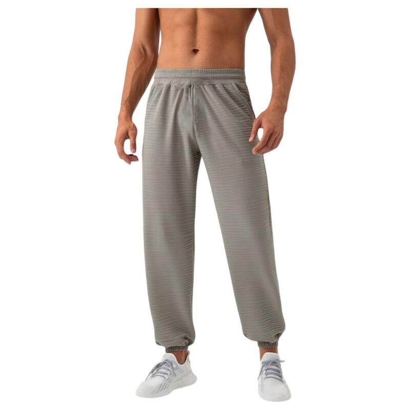 アンナカシ メンズ ボトムス カジュアルパンツ Anna-Kaci Men's Lightweightextu red Jogger Pants with Elastic Waist Beige ベージュ｜ReVida 店
