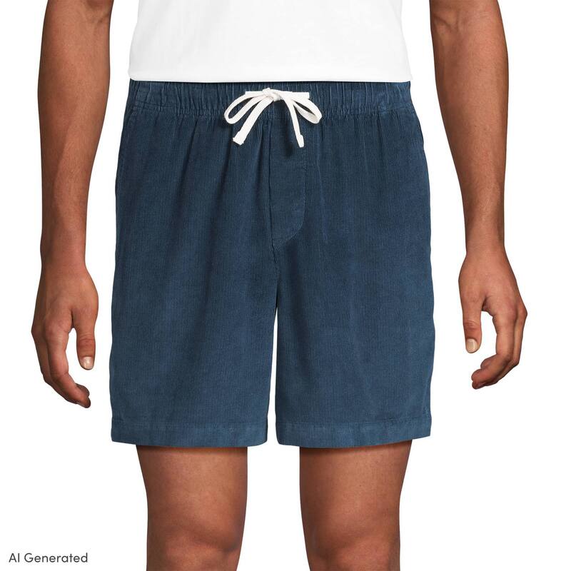 ランズエンド メンズ ボトムス ハーフパンツ・ショーツ コーデュロイ ショートパンツ Men's Lands' End 7-Inch Classic Fit Corduroy Deck Shorts Deep Ocean｜ReVida 店