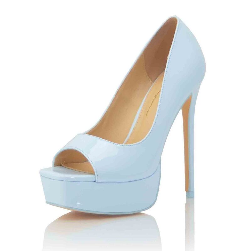 F.C デザイン レディース シューズ パンプス プラットフォーム ヒール F.C Design Peep Toe Platform Stiletto Higheel Pump Light Blue ブルー｜ReVida 店