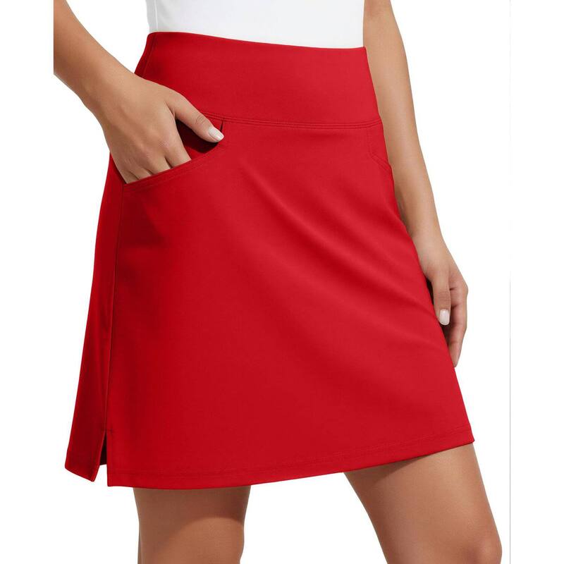 ピンスパーク レディース ボトムスカート ショートパンツ PINSPARK Womens 18 Inch Moisture Wicking Athletic Golf Tenniskorts with Shorts Red レッド｜ReVida 店