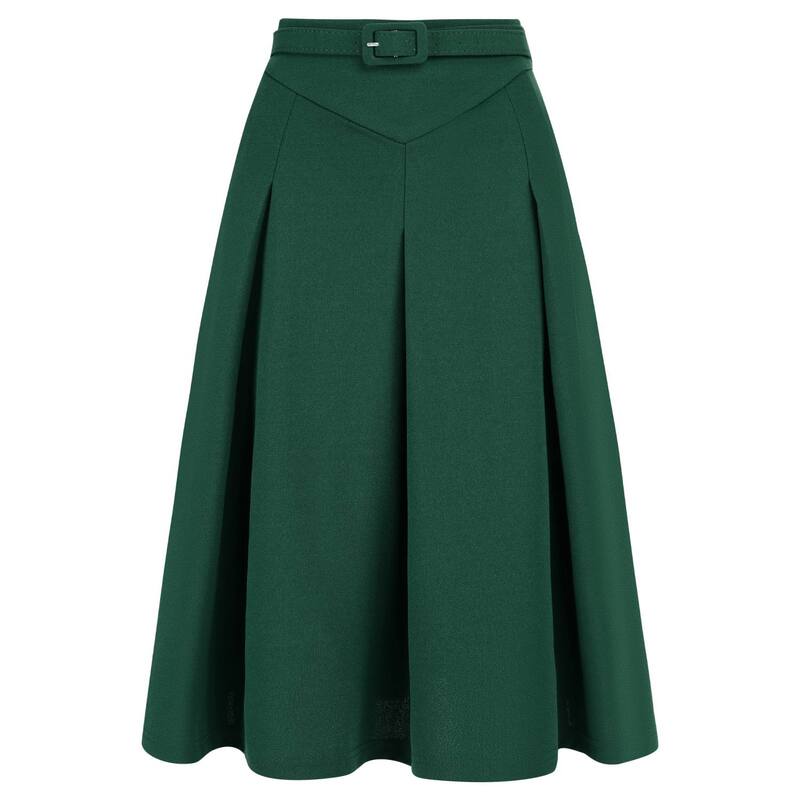 アレグラ ケー レディース ボトムスカート プリーツ ALLEGRA K Women's Casual Belted Waist Pleated Skater Short Skirts Dark Green グリーン｜ReVida 店 11,346円