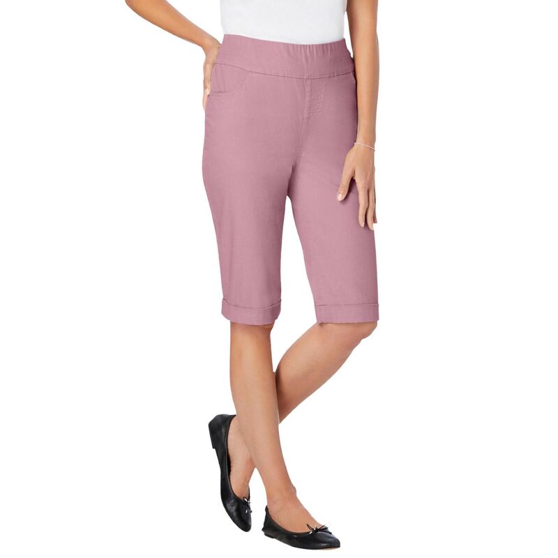 ウーマン ウィズイン レディース ボトムス ハーフパンツ・ショーツ プラスサイズ ショートパンツ デニム ジーンズ Woman Within Plusize Pull-On Flex Elastic-Waistretch Denim Jeanshorts Dusty Pink ピンク|ReVida 店