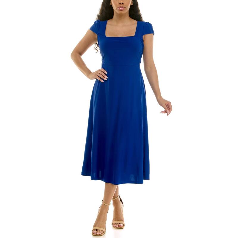 ニナレオナルド レディース トップス ワンピース ミディ キャップ レース Women's Nina Leonard Cap Sleeve Fit & Flare Lace-Up Midi Dress High Dive｜ReVida 店