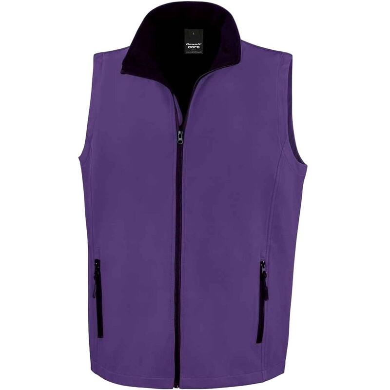 リザルト メンズ アウター ジャケット・ブルゾン プリント Result Mens Core Printable Soft Shell Bodywarmer Purple And Black ブラック｜ReVida 店