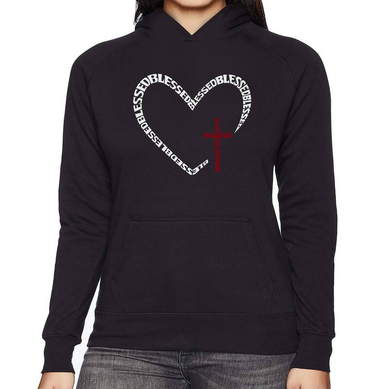 エルエーポップアート レディース トップス Tシャツ スウェット LA Pop Art Blessed Heart - Women's Word Art Hooded Sweatshirt Black ブラック｜ReVida 店
