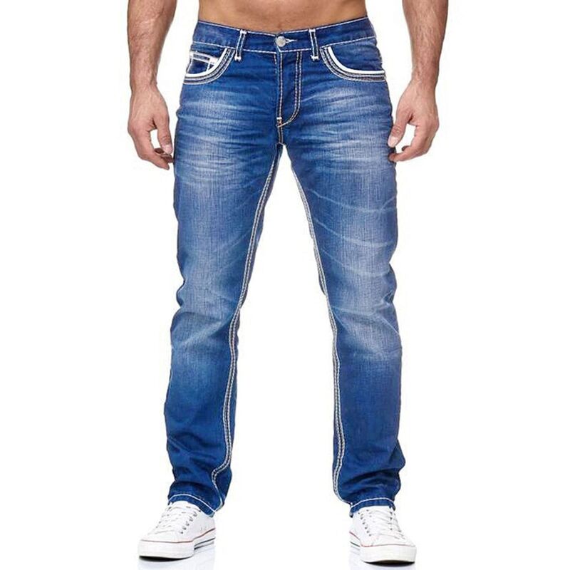 クリアラブ メンズ ボトムス デニムパンツ ストレート ジーンズ Clearlove Men &rsquo; straight Leg Denim Jeans Casual Classic Fit Pants Light Blue ブルー｜ReVida 店
