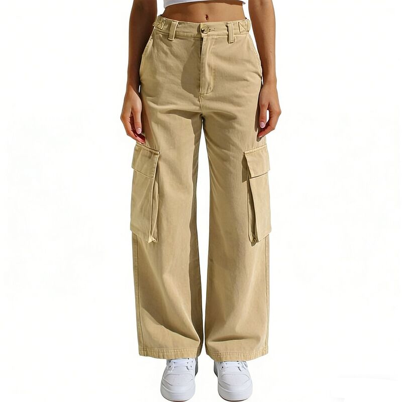 クリアフラワー レディース ボトムス カジュアルパンツ ワイドレッグ カーゴパンツ ハイウエスト ClearFlower Women's High Waist Wide Leg Cargo Pants Casual Utility Pocket Pants for Streetwear & Everyday Wear Khaki カーキ|ReVida 店