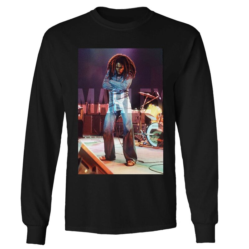 アニメキャラクター メンズ トップス Tシャツ Licensed Character Men's Bob Marley Arms Crossed Long Sleeve Tee Black ブラック