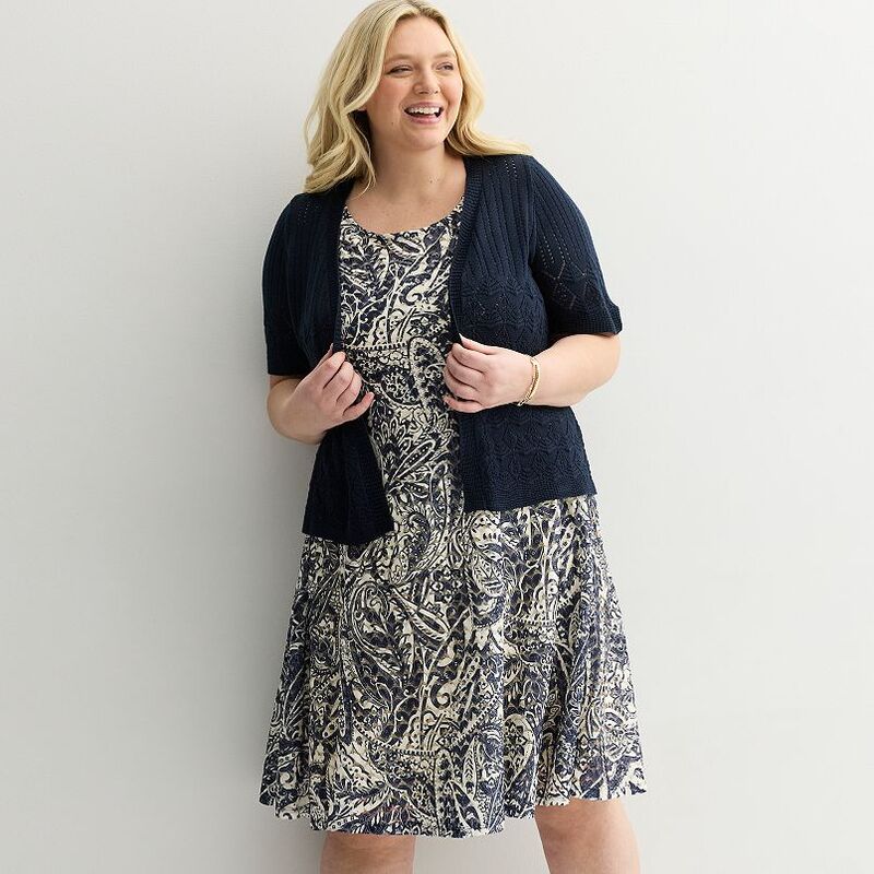 ロビー・ビー レディース トップス ワンピース プラスサイズ ジャケット Plusize Robbie Bee Crochet Jacket & Dresset No Color｜ReVida 店