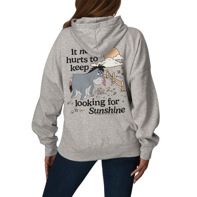 アニメキャラクター レディース トップス Tシャツ スウェット フリース パーカー LICENSED CHARACTER Women's Disney's Winnie The Pooh Eeyore Looking for Sunshine Distressed Oversized Fleece Hoodie Sweatshirt Athletic Heather ヘザー｜ReVida 店