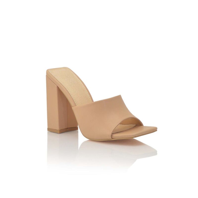 F.C デザイン レディース シューズ サンダル ヒール F.C Design Open Toe Slip-On High Block Heel Mule Sandals Camel キャメル｜ReVida 店