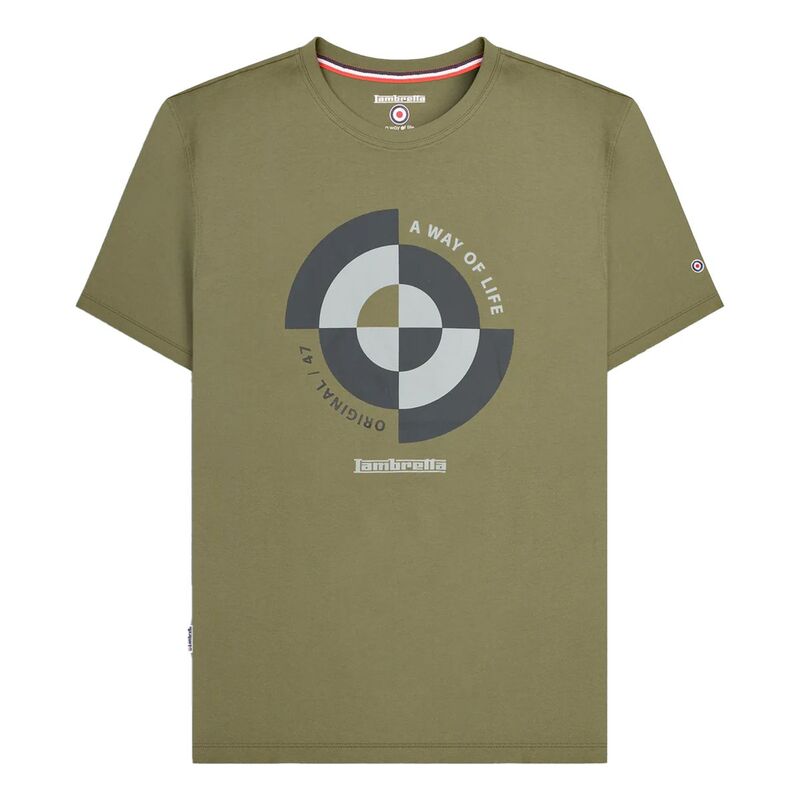 ランブレッタ メンズ トップス Tシャツ Lambretta Mens Target Quadrant-Shirt Khaki Green グリーン｜ReVida 店