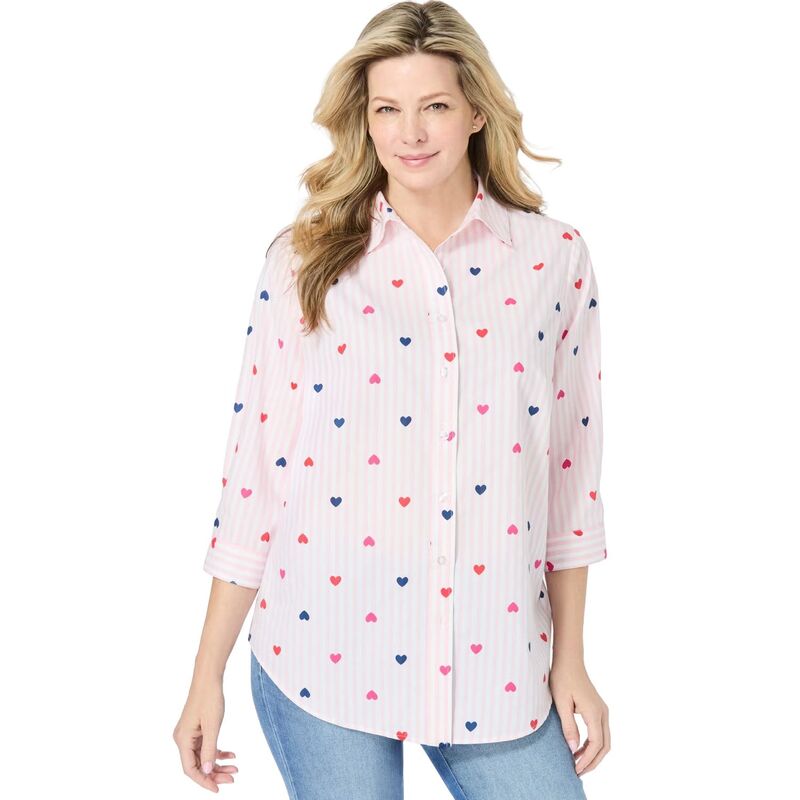 ウーマン ウィズイン レディース トップス シャツ プラスサイズ Woman Within Plusize Perfecthree Quarter Sleeve Shirtuli purple Charming パープル|ReVida 店
