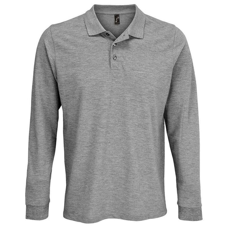 ソルズ メンズ トップス Tシャツ ポロシャツ 長袖 SOLS Unisex Adult Prime Pique Long-Sleeved Polo Shirt Grey Marl グレー｜ReVida 店