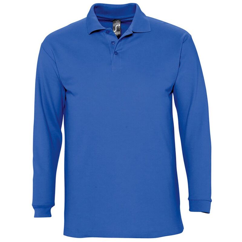 ソルズ メンズ トップス Tシャツ ポロシャツ コットン SOLS Mens Winter II Long Sleeve Pique Cotton Polo Shirt Royal Blue ブルー|ReVida 店