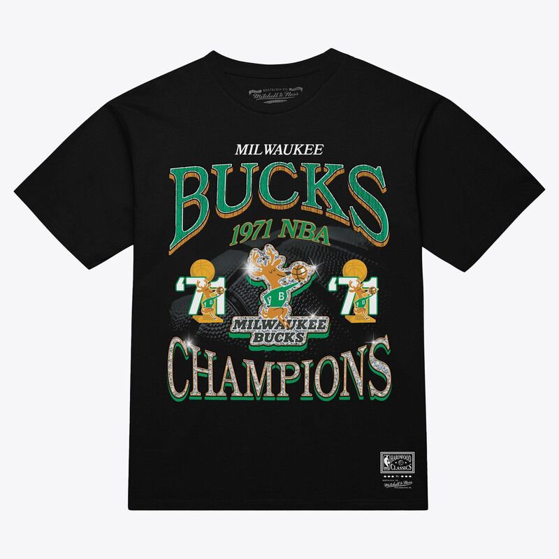 ミッチェル&ネス メンズ トップス Tシャツ Men's Mitchell & Ness Black Milwaukee Bucks Champions Era T-Shirt Buk Black ブラック｜ReVida 店