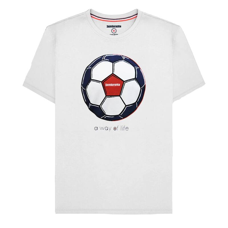 ランブレッタ メンズ トップス Tシャツ トール Lambretta Mens Target Big & Tall Football T-Shirt White ホワイト|ReVida 店