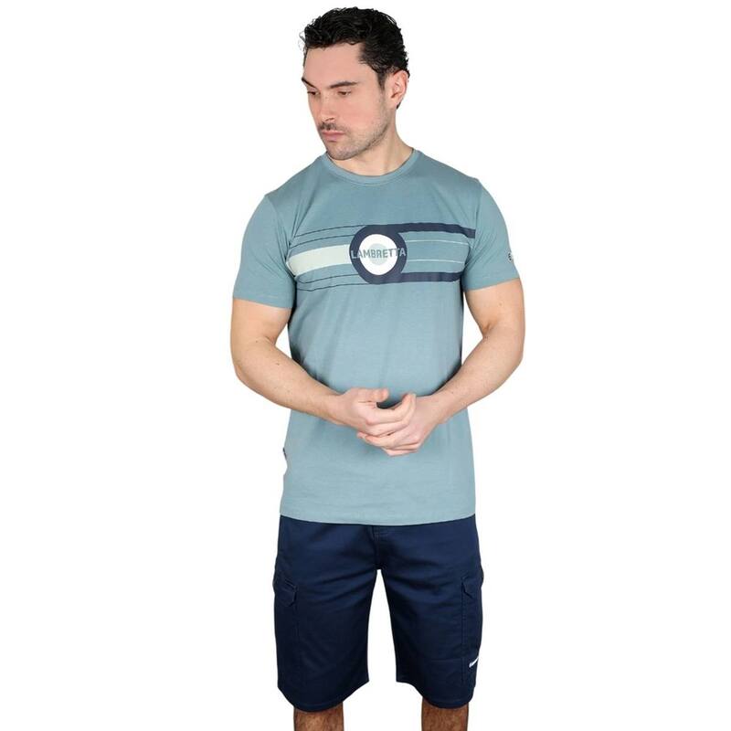 ランブレッタ メンズ トップス Tシャツ Lambretta Mens Target Band T-Shirt Smoke Blue スモーク|ReVida 店