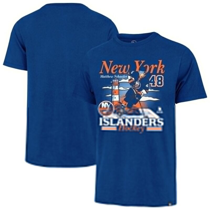 フォーティセブンブランド メンズ トップス Tシャツ 47 Brand Men's '47 Matthew Schaeferoyal New York Islanders City Name & Number T-Shirt Isl Blue ブルー｜ReVida 店