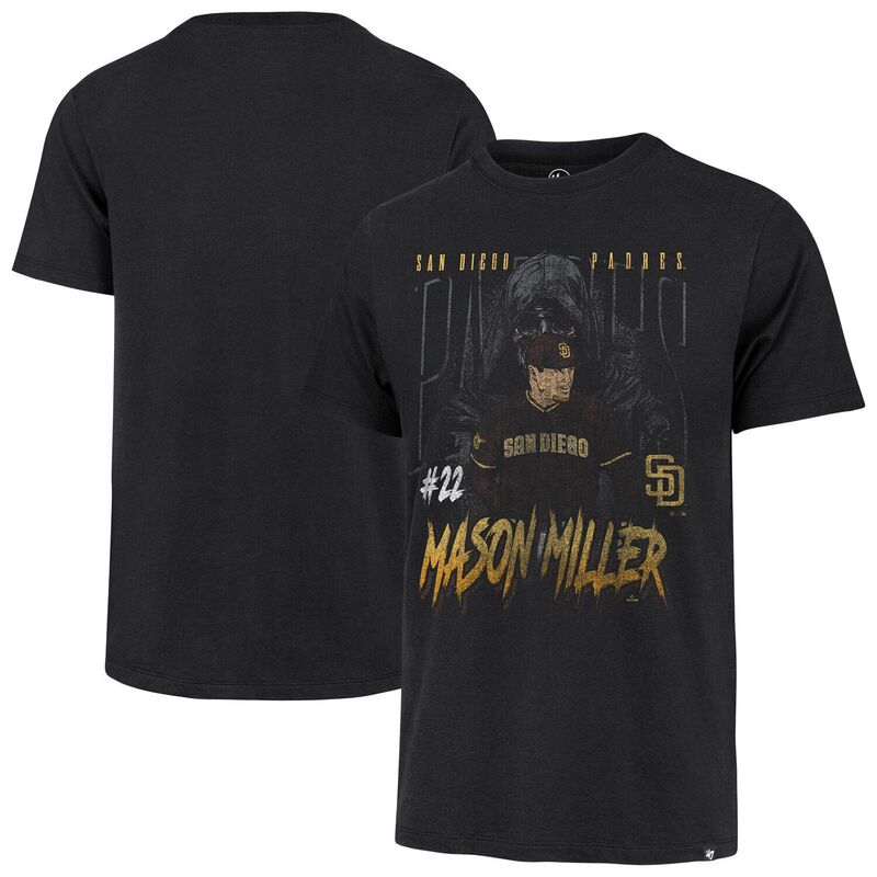フォーティセブンブランド メンズ トップス Tシャツ グラフィック 47 Brand Men's '47 Mason Miller Black San Diego Padres The Reaper Player Graphic T-Shirt Pad Black ブラック｜ReVida 店 11,235円