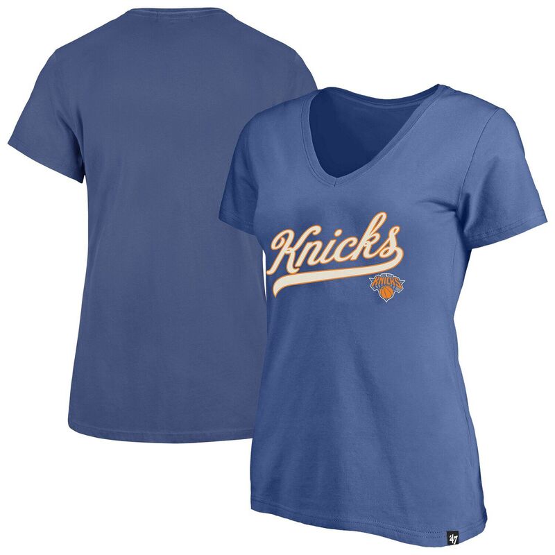 プロファイル レディース トップス Tシャツ Vネック プラスサイズ Women's Profile Blue New Yorknicks Plusize Sweep V-Neck T-Shirt Kni Blue ブルー|ReVida 店