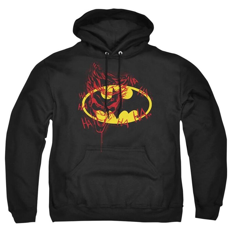アニメキャラクター メンズ トップス Tシャツ パーカー Licensed Character Batman Joker Graffiti Adult Pull Over Hoodie Black ブラック|ReVida 店