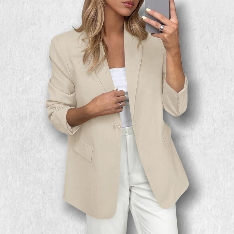 エリートスピリット レディース トップス Tシャツ ブレザー EliteSpirit Women Single-Breasted Long Sleeve Blazer Soft Cut Relaxed Casual Blazer White ホワイト｜ReVida 店