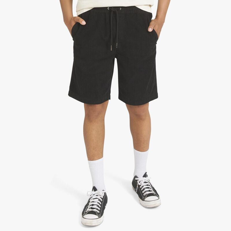 クイックシルバー メンズ ボトムス ハーフパンツ・ショーツ コーデュロイ ショートパンツ Men's Quik silver Corduroy Pull-On Shorts Black ブラック｜ReVida 店